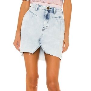 Stylish Asymmetrical Denim Skirt in Light Blue